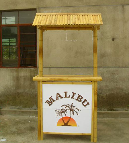 bamboo mini tiki bar with bar stool